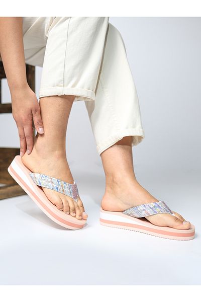 HANOX Daisy Wedge Heel Women's Flip Flops Beach Slippers Flip Flops (4.5) cm