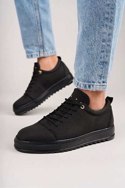 TB Terzi Bey Tb152 Cool Lace-Up Linen Men's Casual Sports Classic Shoes Kst - Black