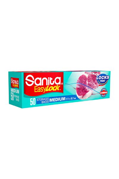Sanita 50-Bags Easy Lock Biodegradable Plastic Medium Storage Bag Clear 17.7 x 19.7cm