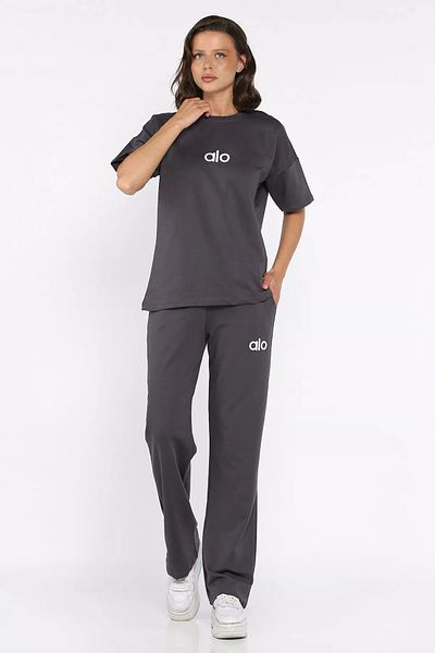 GÜLSELİ Smoked Crew Neck Embroidered Women's T-Shirt Pants Double Set