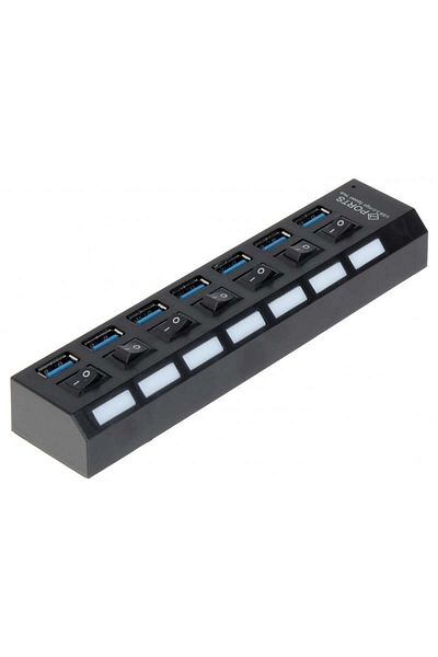 TECHSTAR USB Hub Techstar® HB6, 3.0 High Speed, 7 Port USB 3.0, On/Off Button, High Speed USB 3.0 Connection,