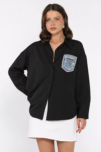 GÜLSELİ Cămașă casual de damă cu buzunar negru