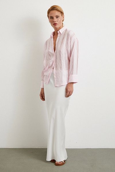 Never more Organza Striped Shirt Pink