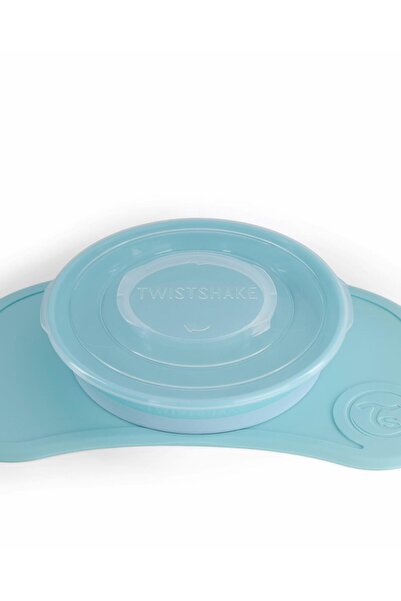 Twistshake Blue Vacuum Baby and Child Plate and Food Mat Set