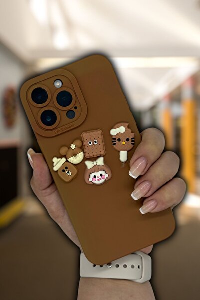 PSGT apple İphone 14 pro Tasarımlı Desenli Kamera Korumalı hello kitty kahve ...