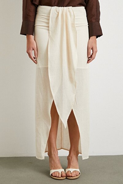 Never more Front Tie Skirt Cream