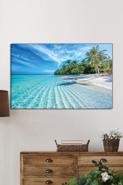 Rosyvien Peisajul Insulelor Maldive Tablou Orizontal din Sticlă, Decor de Perete pentru Casa și Birou, Cadou de Lux