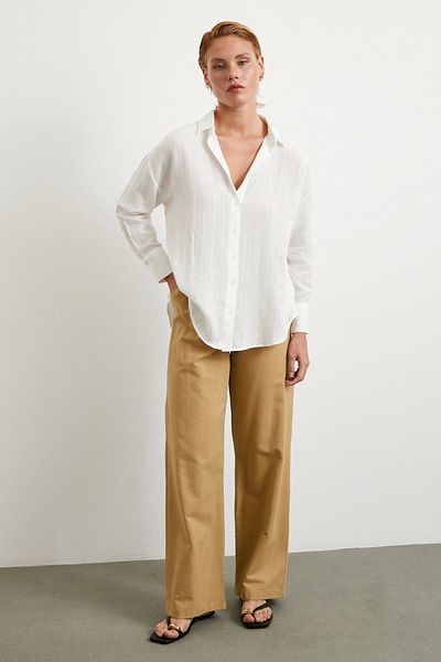 Never more Striped Cotton Shirt White