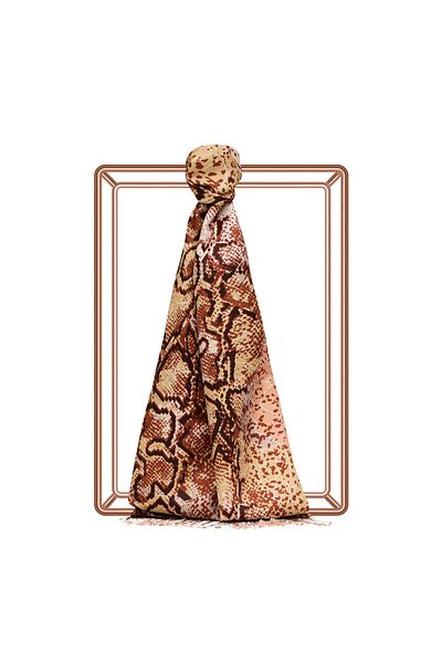 ipekevi Red Copper Python Patterned Silk Shawl