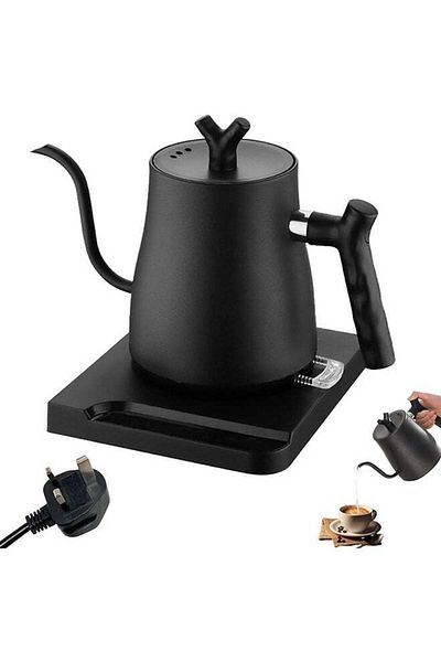COOYA 1L,304 Stainless Steel Coffee and Tea Kettle,1000w Fast Heating,For Hotels/Family Matte Black