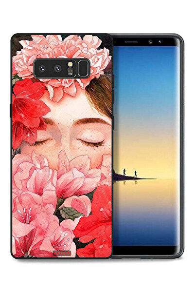 Tolwak غطاء حماية لهاتف سامسونج جالاكسي نوت 8 بتصميم وجه فتاة مختبئة بين الزهور