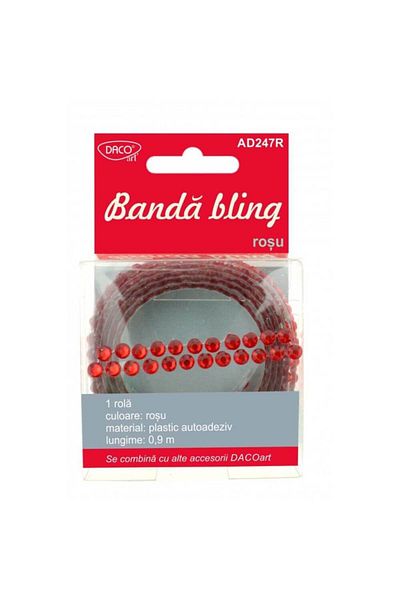 daço Self-adhesive Bling Tape Daco, Length 90 cm, 1 Roll/Set, Color Red