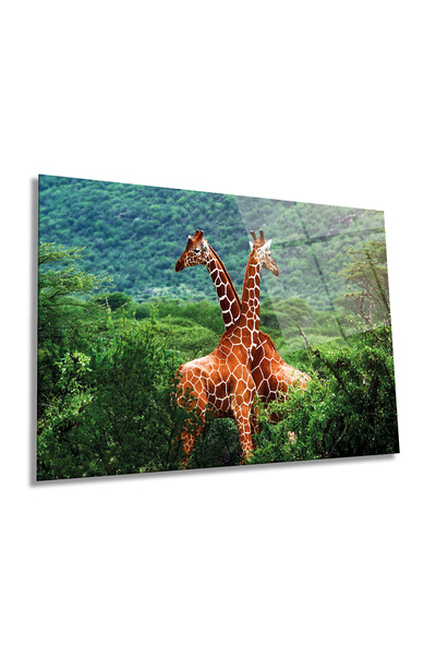 Rosyvien Pereche de girafe în junglă Portret de animale Pictură orizontală pe...