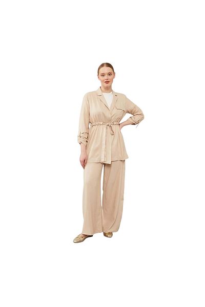 Levidor Belted Jacket Suit with Belt Closure Pants