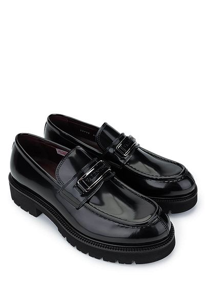 Valentino Men's Genuine Leather Black Loafer Shoes