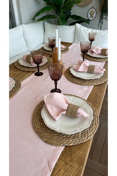 Decamor home Velvet Textured Worry-Free Stain-Proof Powder Pink Runner 1 Piece