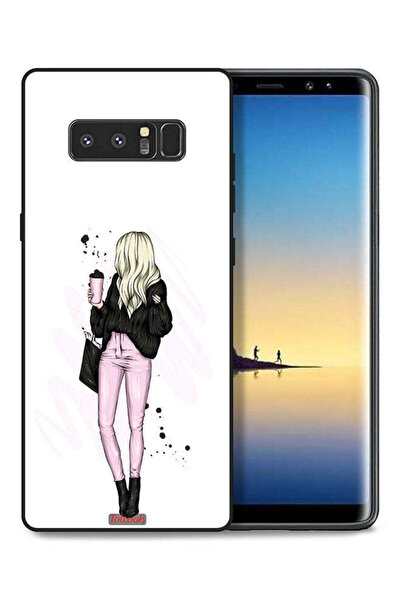 Tolwak غطاء حماية لهاتف سامسونج جالاكسي نوت 8، صورة فتاة تحمل كوب قهوة