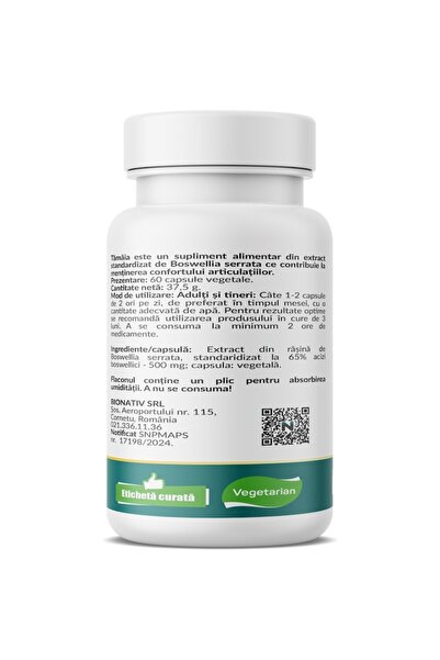 NUTRIFIC Extract de Boswellia 500 mg, 60 capsule vegetariene, Nutrific