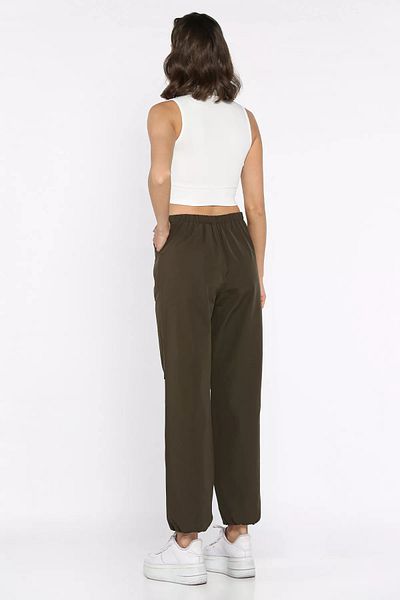 GÜLSELİ Khaki Women's High Waist Parachute Pants with Elastic Waist and Legs