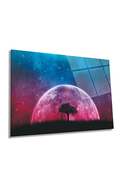 Rosyvien Noapte și cer stele pictură orizontală pe sticlă, univers și galaxie...