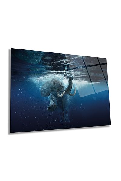 Rosyvien Portret de animale cu elefant plutitor, pictură orizontală pe sticlă, decor de perete pentru casă și birou, cadou de lux