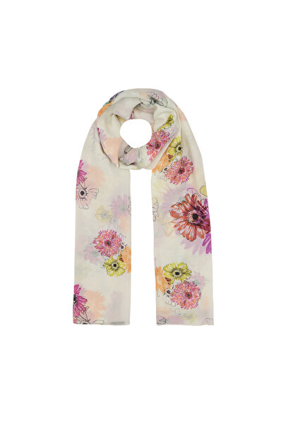 ipekevi Κρεμ Μονό Λουλούδι Βαμβακερό Σάλι