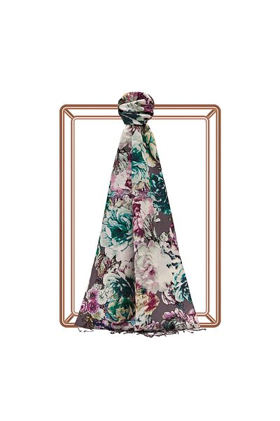 ipekevi Fig Purple Rose Leather Patterned Silk Shawl