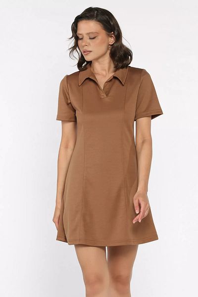 GÜLSELİ Γυναικείο Μίνι Φόρεμα Camel Polo Neck