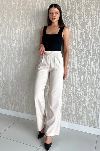 GÜLSELİ Açıktaş Women's Elastic Waist Velcro Palazzo Trousers