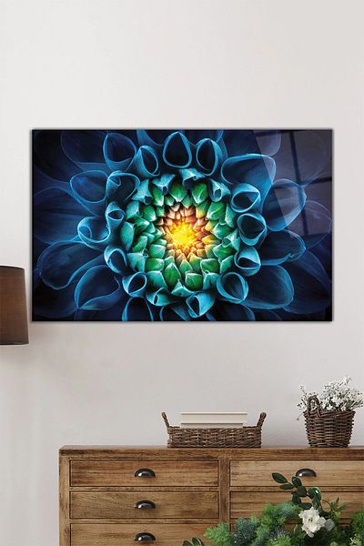 Rosyvien Pictură Orizontală din Sticlă Florală Artistică Abstractă, Decorare Perete Acasa și Birou, Cadou de Lux