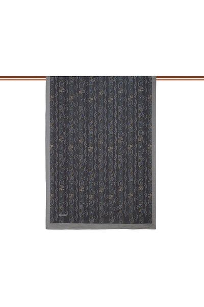 ipekevi Smoked Gray Monogram Patterned Shawl