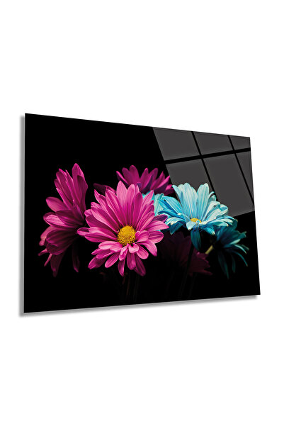 Rosyvien Masa de sticlă orizontală cu margarete albastre, natură, decor de pe...