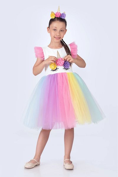 vestitino Unicorn Girl's Birthday and Party Dress