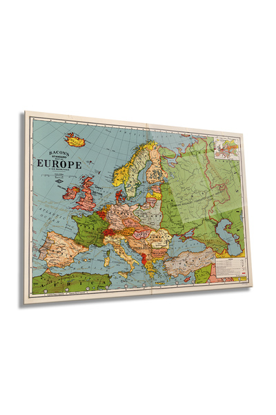 Rosyvien Harta Europa veche Tabel orizontal din sticlă, Geografie, Decor de p...