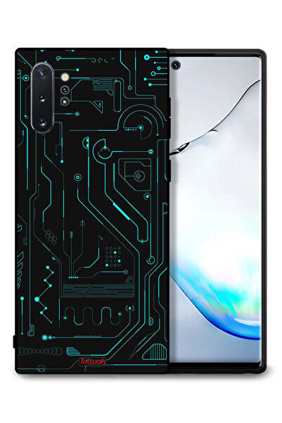 Tolwak غطاء حماية لهاتف سامسونج جالكسي نوت 10 بلس، دوائر فنية رقمية، بساطة، ش...