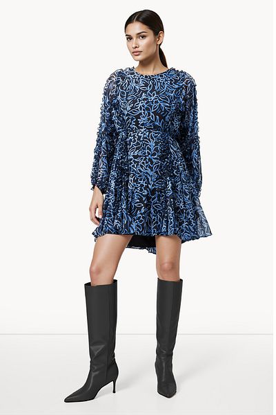 French Connection Frill Puff Sleeve Above Knee Dress
