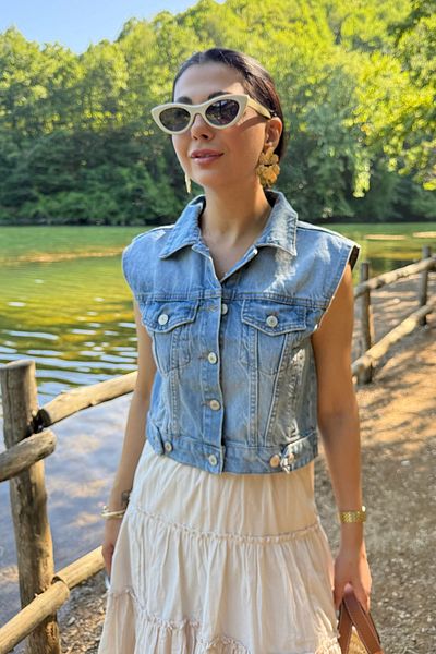Seda Yalçın Atelier سترة مارتا من الدنيم الأزرق