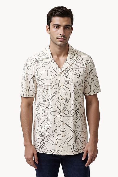 French Connection Regular Viscose Blend Collared Neck Shirt