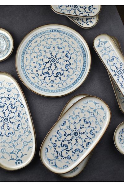 Qualitev 29 Piece Porcelain Breakfast Set Breakfast Service Set for 6 - Antique