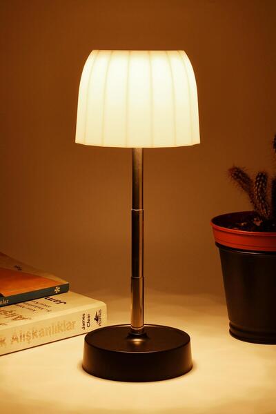 Telvesse Şarjlı Masa Lambası Dimmerli Abajur Uzayabilir Işık Ayarlı Dokunmatik Kamp Çalışma Ofis Işığı 329C