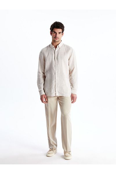 LC Waikiki Slim Fit 100% Linen Button Collar Men's Stylish and Comfortable Shirt