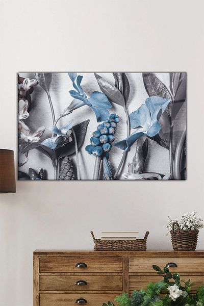 Rosyvien Blue Lily Flower Οριζόντια Γυάλινη Πίνακας, Φύση, Διακόσμηση Τοίχου Σπιτιού και Γραφείου, Δώρο πολυτελείας