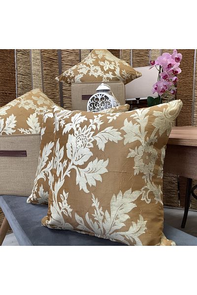 OYA home Jacquard Patterned Throw Pillow Case Set - 4 Pieces - Brown & Beige