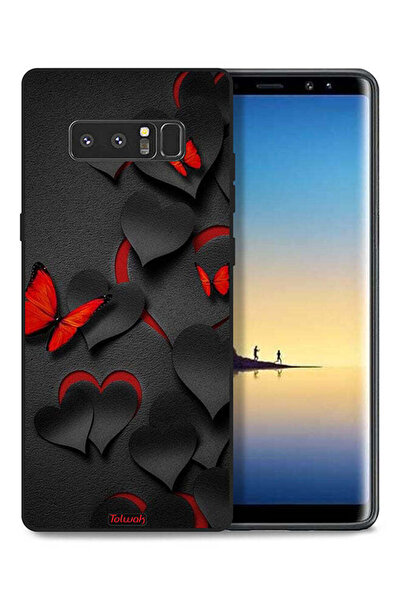 Tolwak غطاء حماية لهاتف سامسونج جالكسي نوت 8 بنقشة قلوب وفراشات