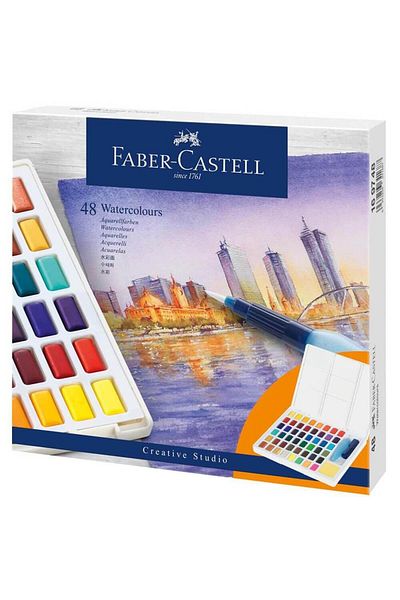 OEM Acuarele cu pensulă și rezervor de apă Faber-Castell Creative Studio, 48 de culori
