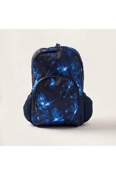 Juniors Printed Backpack With Adjustable Shoulder Straps And Zip Closure - 18 Inches