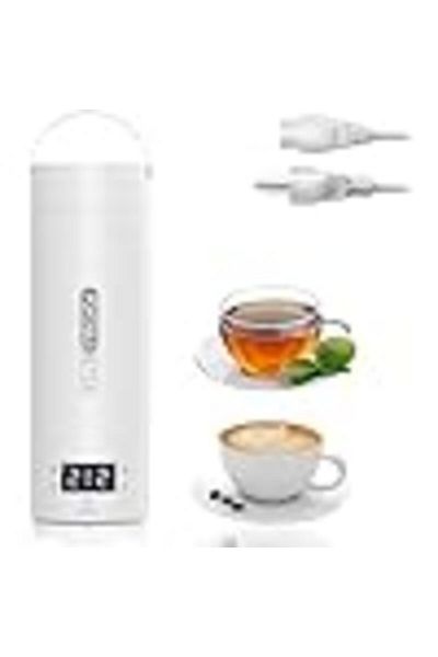 COOYA Electric Kettle Travel Portable,500mL & 304 Stainless Steel With 4 Preset Thermal Control,White