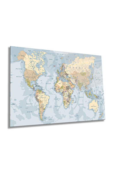 Rosyvien Harta lumii albastru deschis Tablou orizontal din sticlă, geografie,...