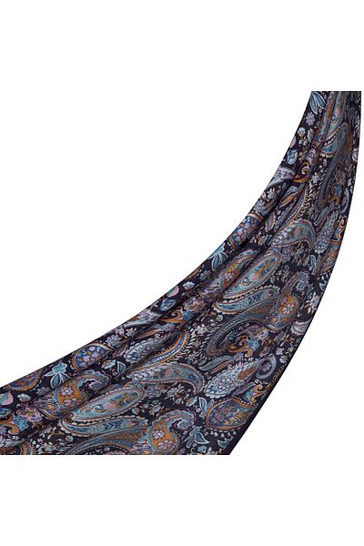 ipekevi Navy Blue Mesopotamia Model 05 Patterned Shawl