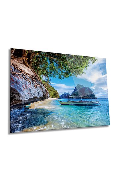 Rosyvien Peisaj tropical din Filipine Tablou orizontal din sticlă, decor de perete pentru casă și birou, cadou de lux